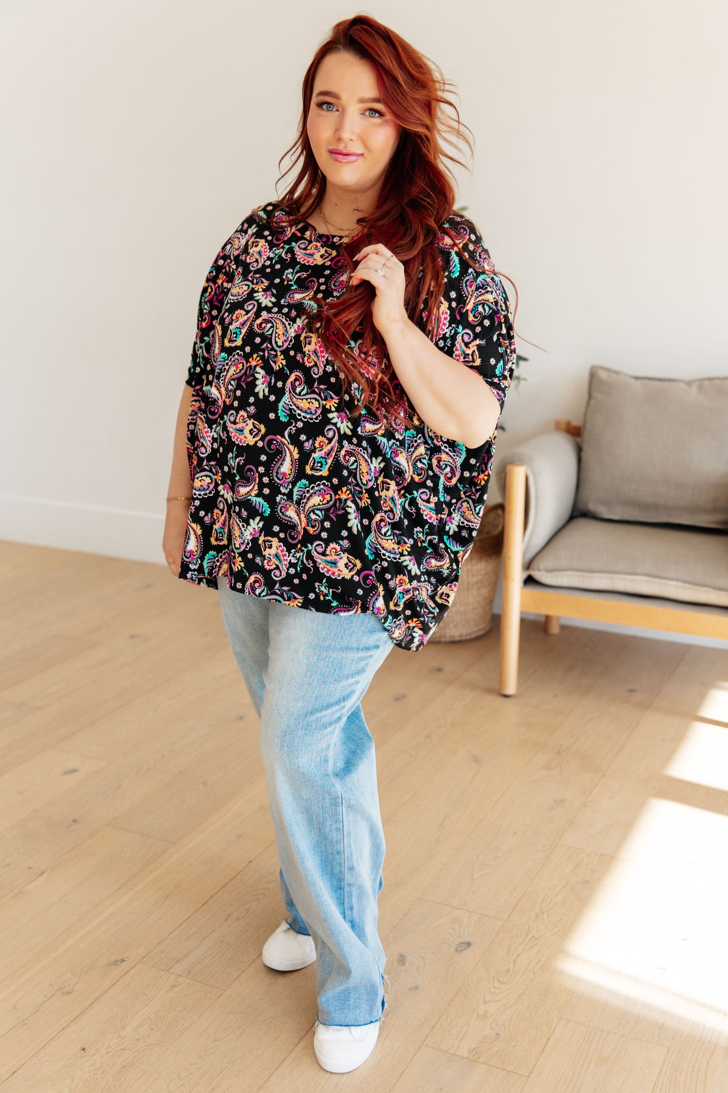 Essential Blouse in Black and Pink Paisley Ave Shops
