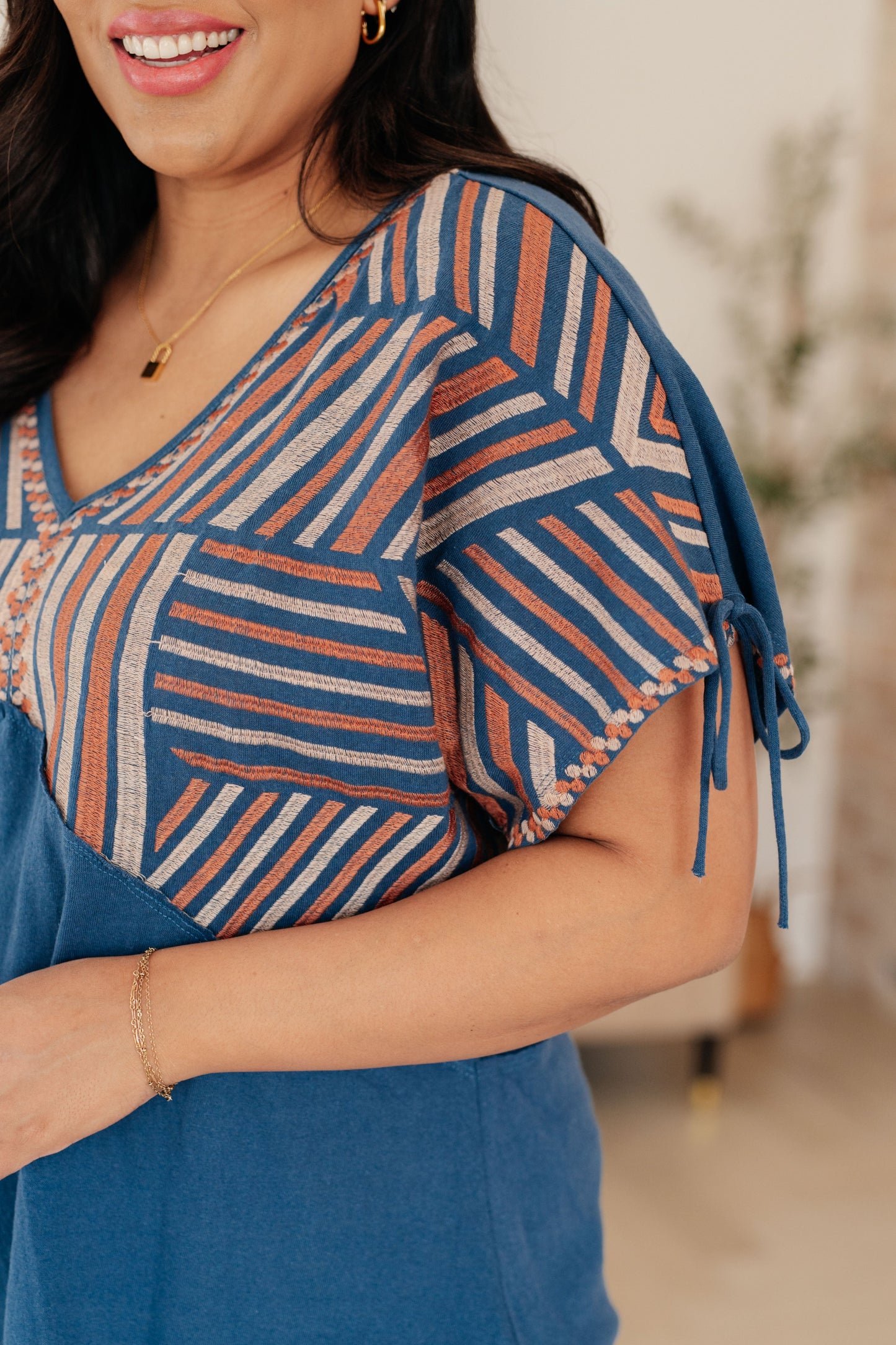 Greece Lightning V-Neck Blouse Ave Shops