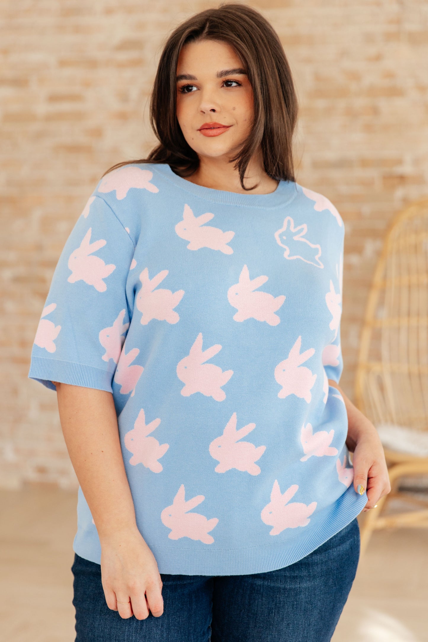 Miss Cottontail Half Sleeve Sweater Ave Shops