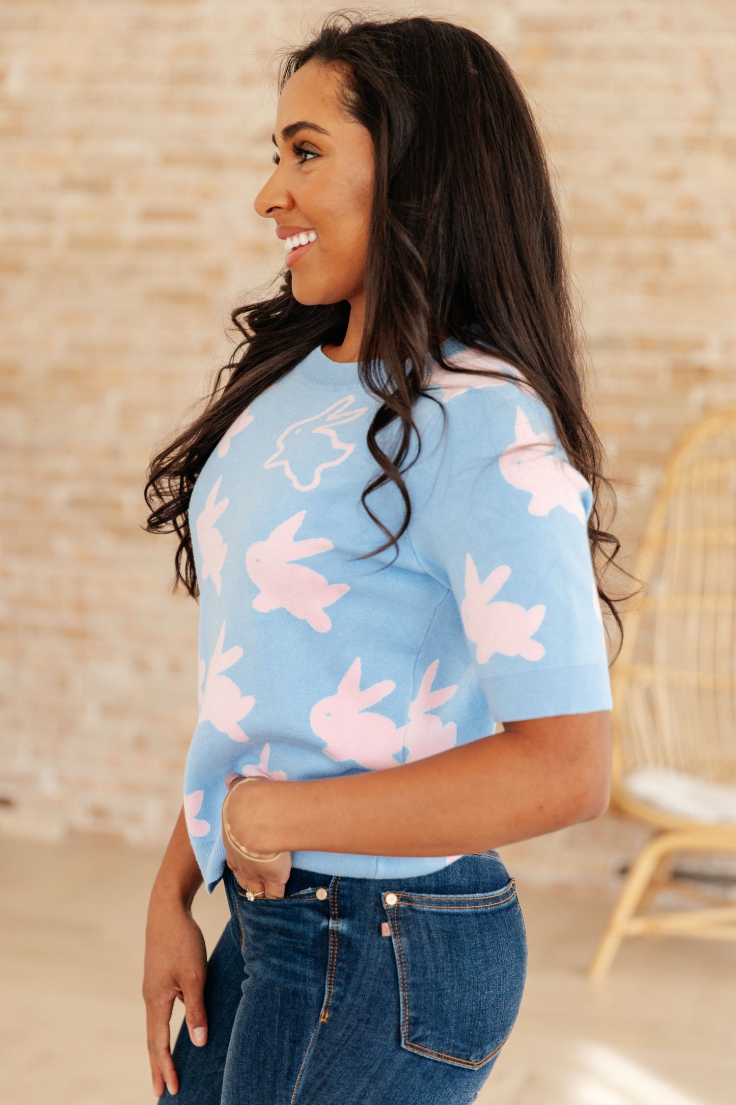 Miss Cottontail Half Sleeve Sweater Ave Shops