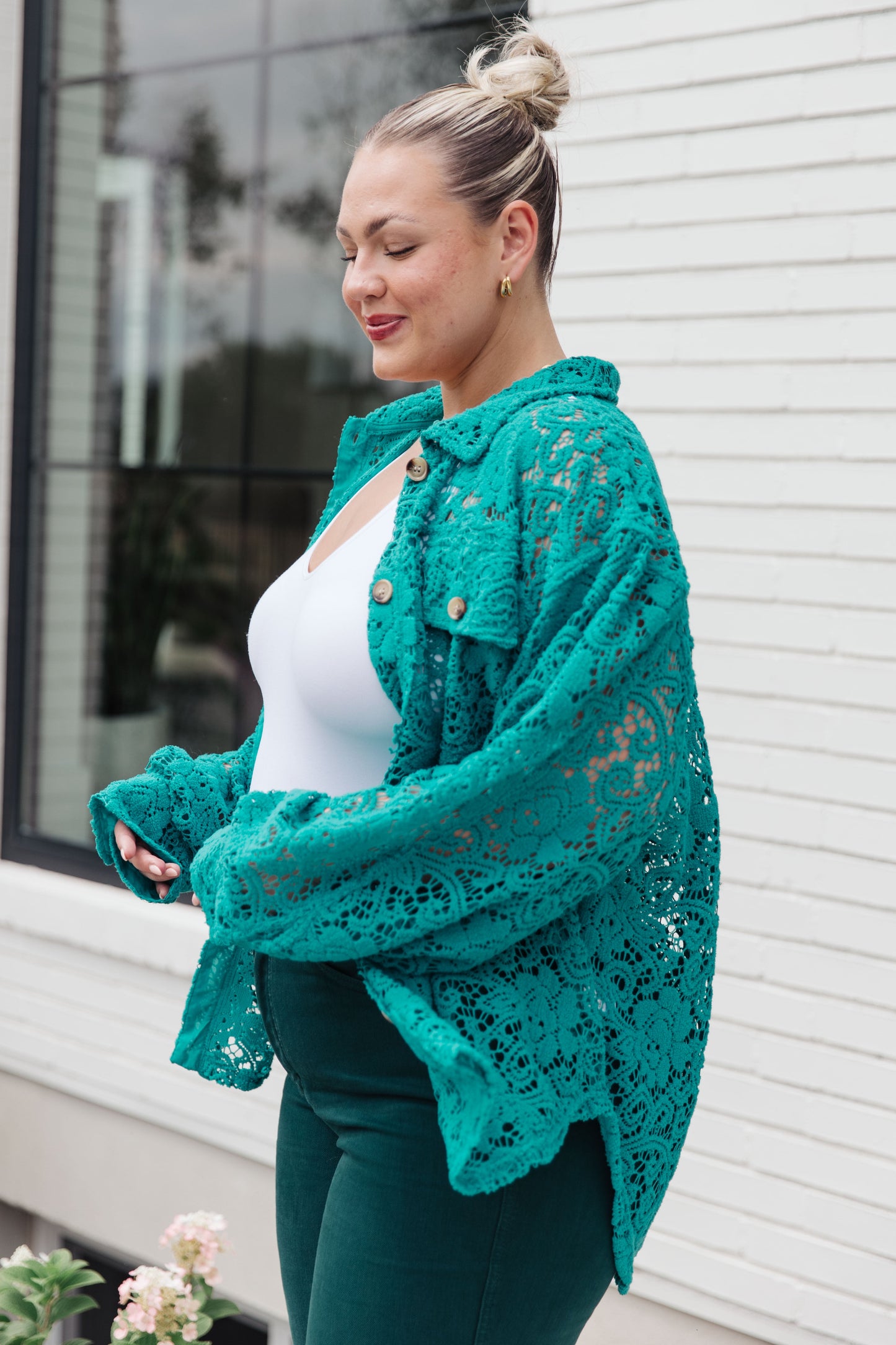Topped with Lace Button Down Ave Shops