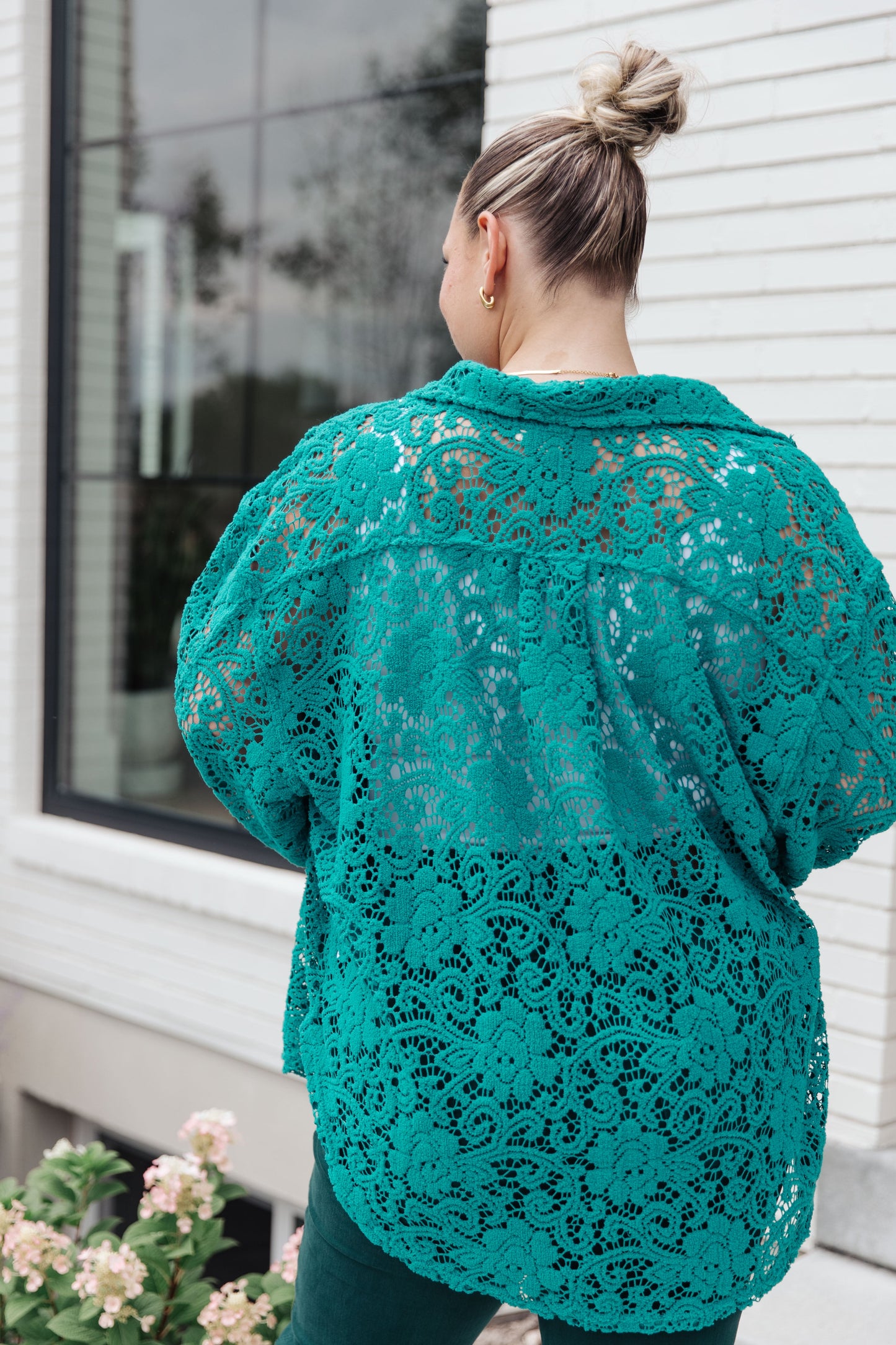 Topped with Lace Button Down Ave Shops