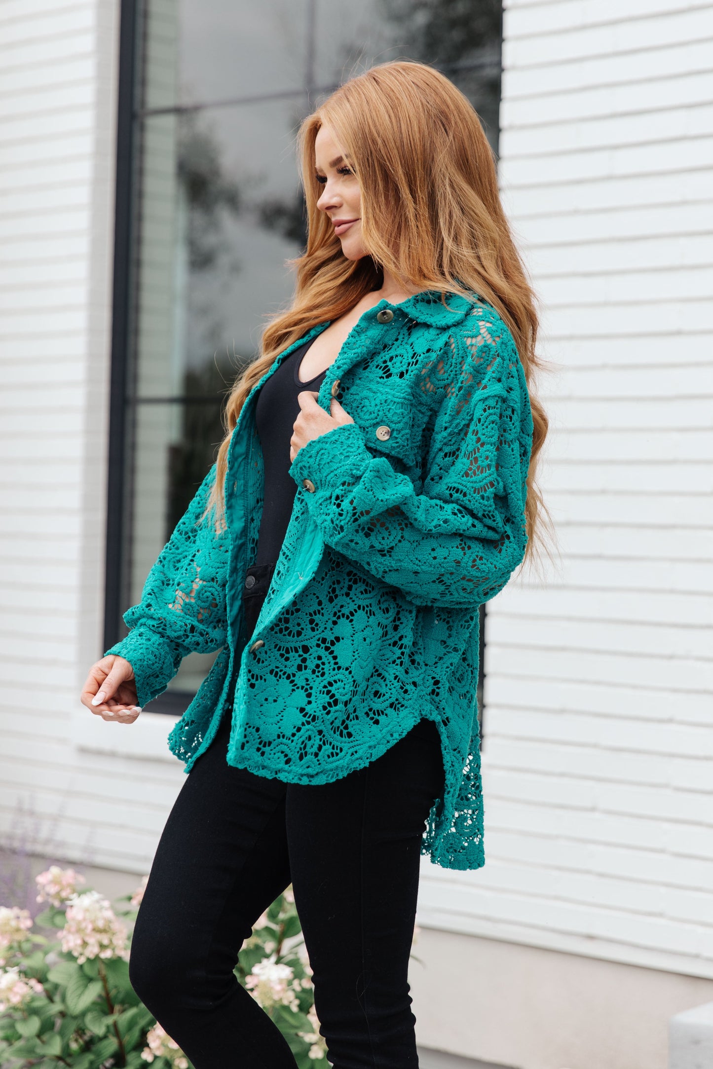 Topped with Lace Button Down Ave Shops