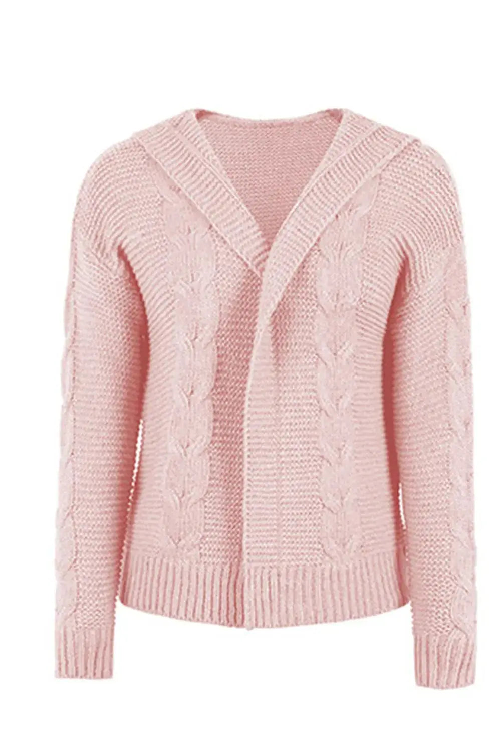 Cable-Knit Dropped Shoulder Hooded Cardigan - The Magnolia Cottage Boutique