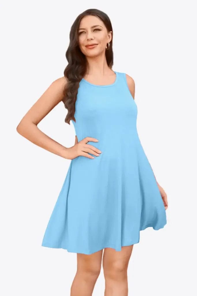 Round Neck Sleeveless Dress with Pockets - The Magnolia Cottage Boutique