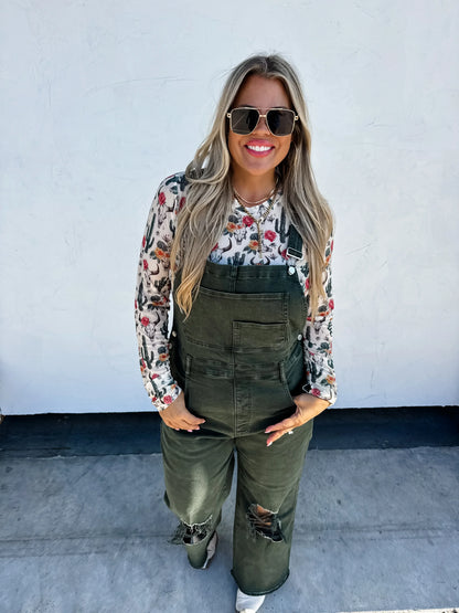 PREORDER: Dahlia Crop Wide Leg Overalls in Two Colors Ave Shops