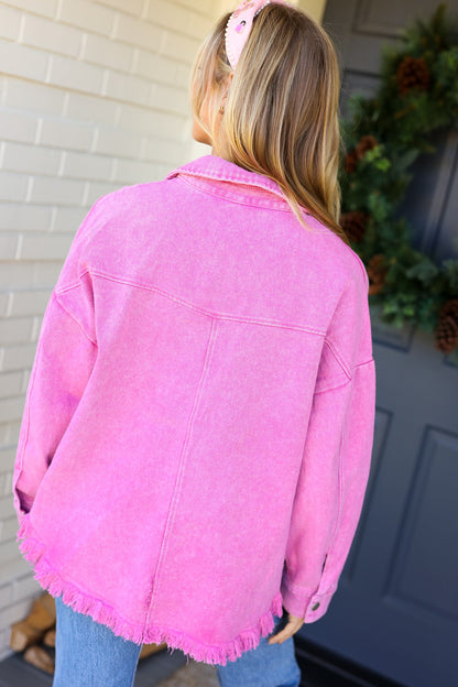 Diva Dreams Pink Acid Wash Stud Detail Denim Jacket - The Magnolia Cottage Boutique