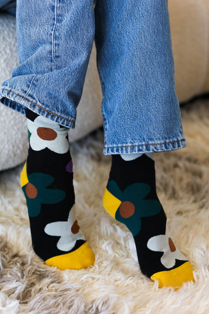 Black Floral Ankle Socks
