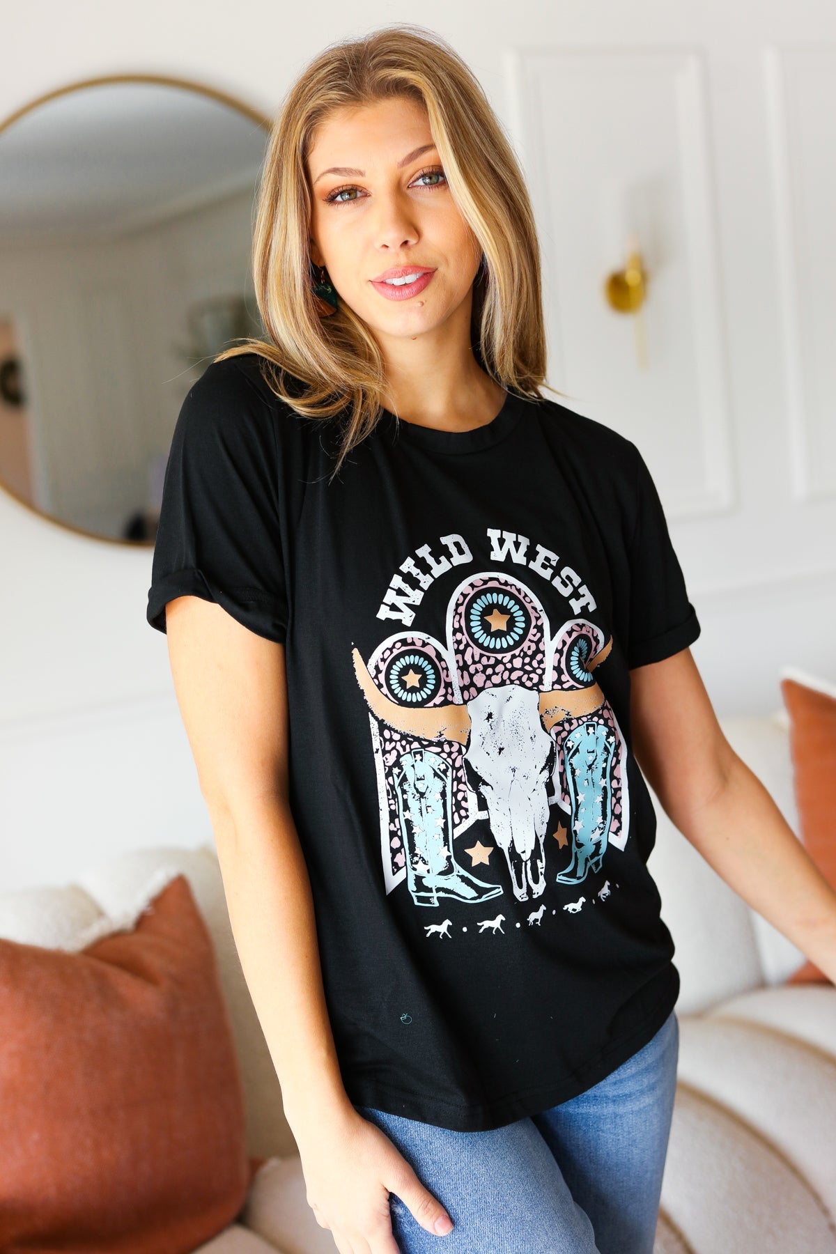 Black Cotton Wild West Graphic Tee