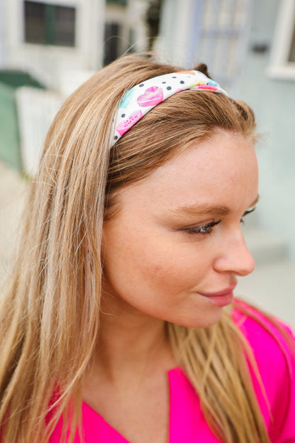 Multicolor Polka Dot & Heart Candy Twist Headband