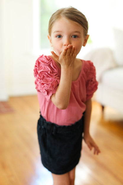 Lovely Rose Ruffle Sleeve Side Slit Top