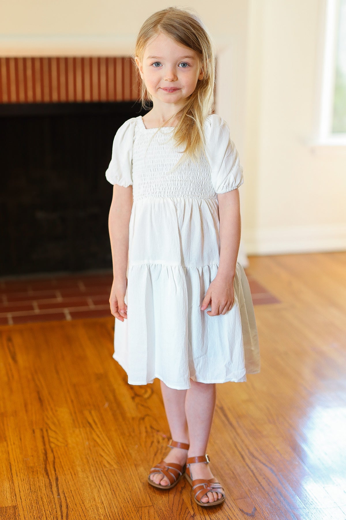 Enchanting Ivory Smocked Bubble Sleeve Tiered Dress