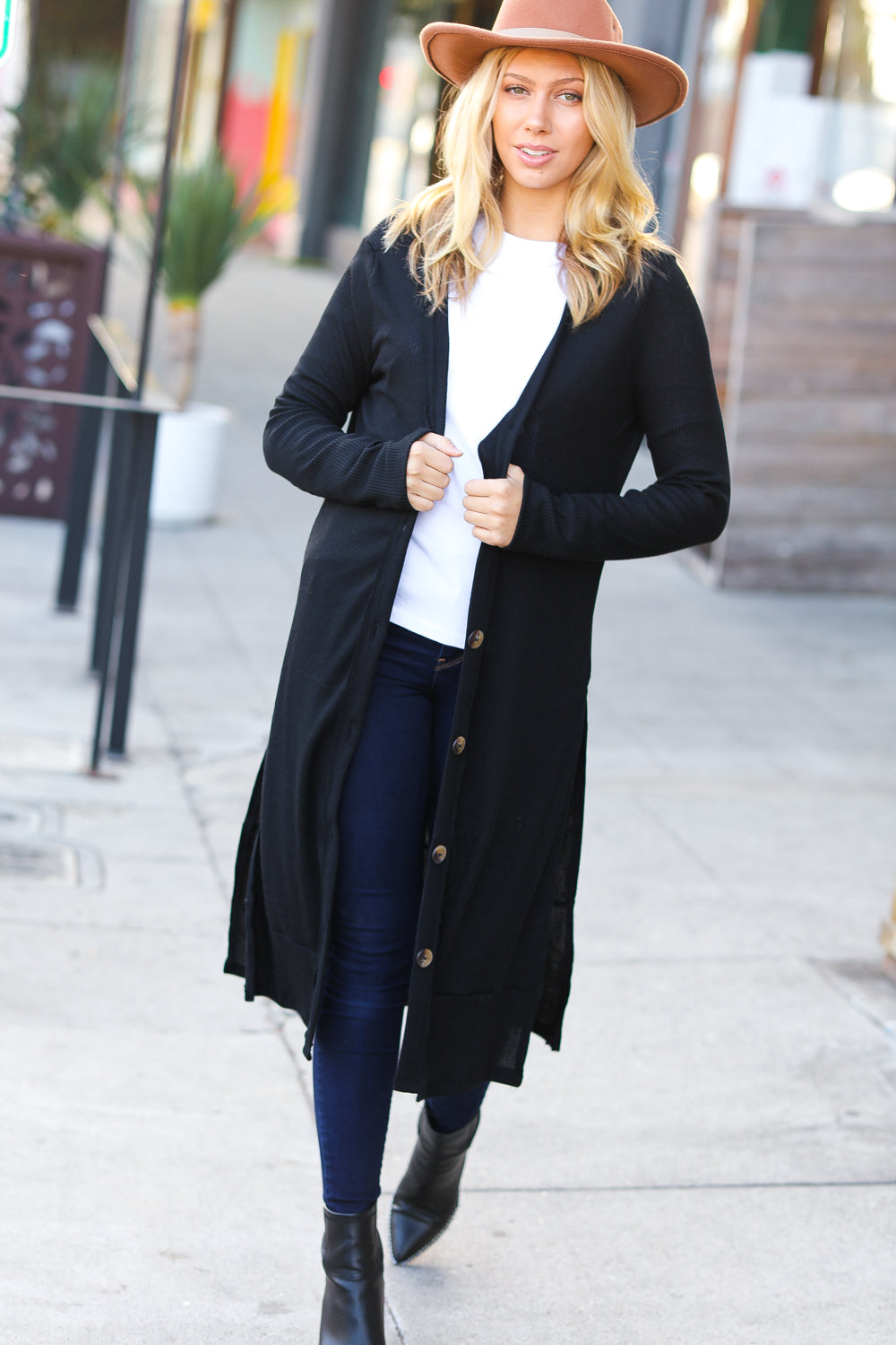 Walk The Walk Black Ribbed Longline Cardigan