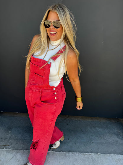 PREORDER: Dahlia Crop Wide Leg Overalls in Two Colors Ave Shops