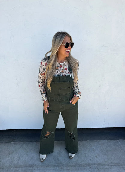 PREORDER: Dahlia Crop Wide Leg Overalls in Two Colors Ave Shops