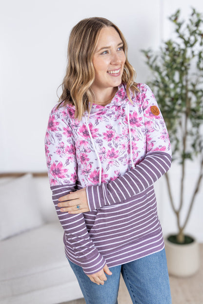 IN STOCK Hailey Pullover Hoodie - Pink Floral and Stripes