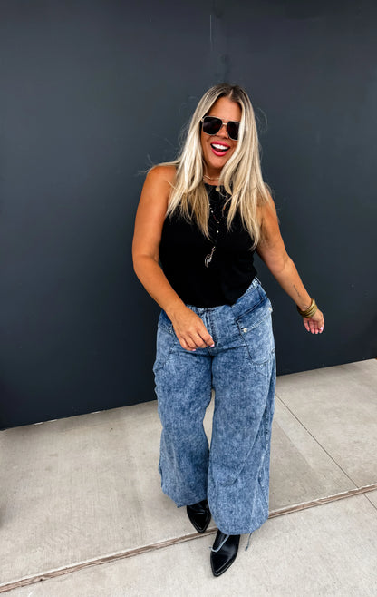 PREORDER: Charlie Cinch Hem Wide Leg Jeans Ave Shops