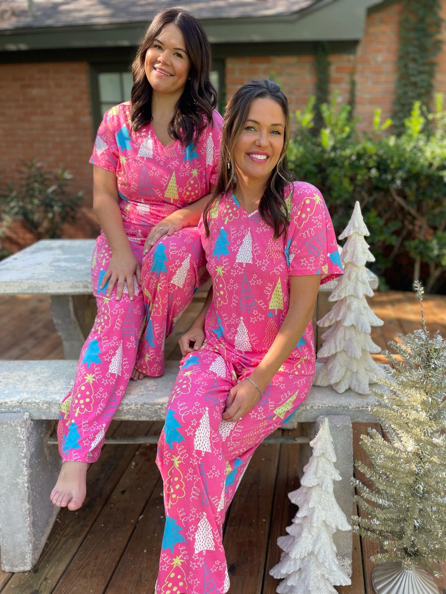 PREORDER: Pink Trees Pajama Set Ave Shops