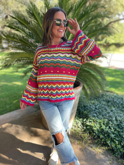 PREORDER: Abilene Crochet Sweater Ave Shops