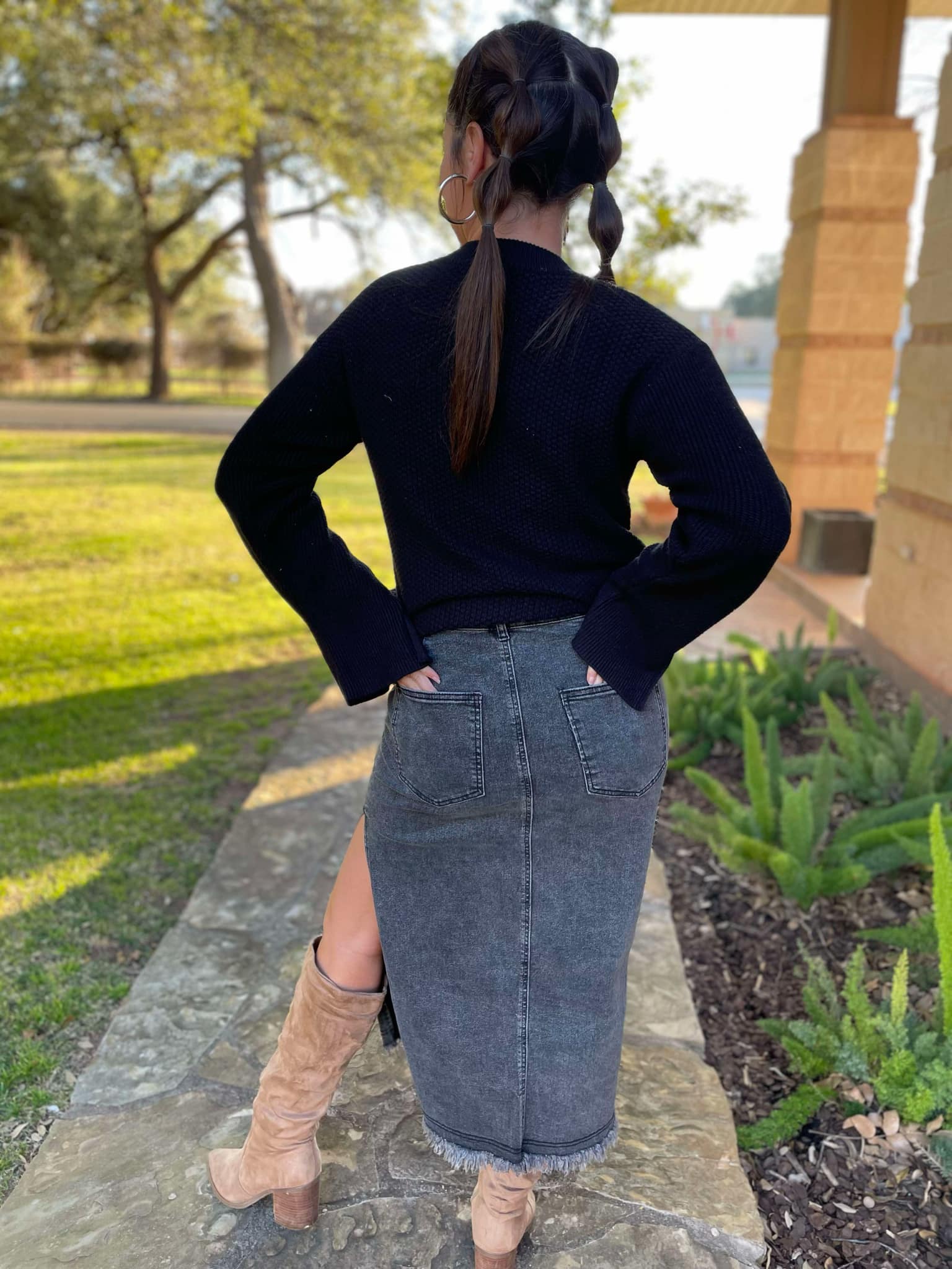 PREORDER: Worth The Risk Black Denim Skirt Ave Shops