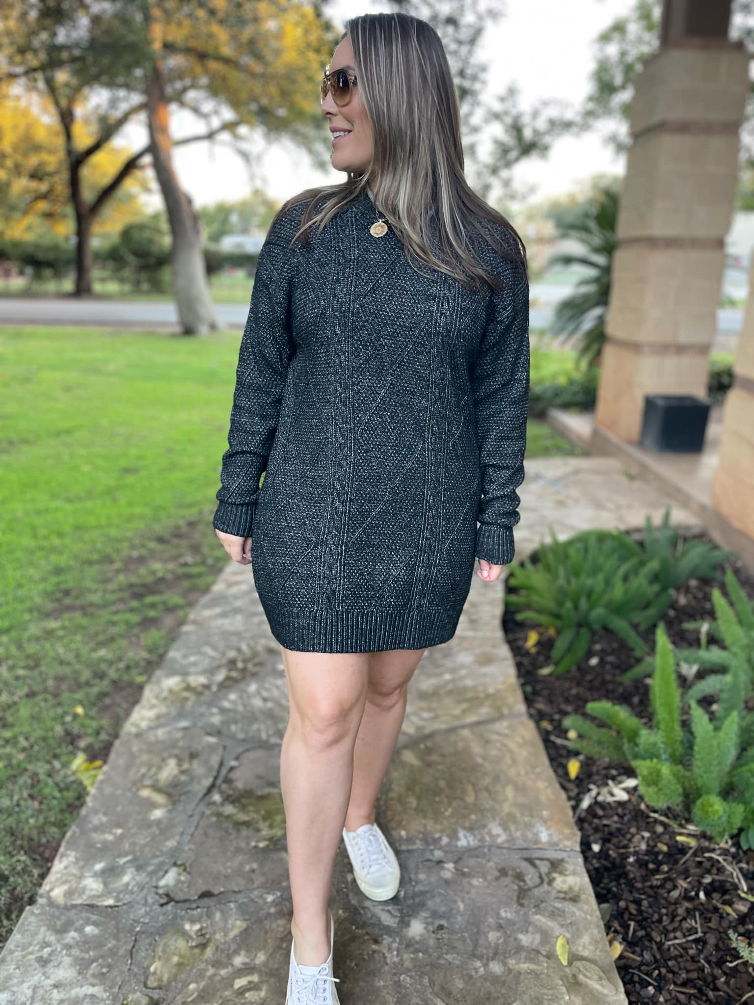 PREORDER: So Delightful Cable Knit Sweater Dress in Four Colors Ave Shops