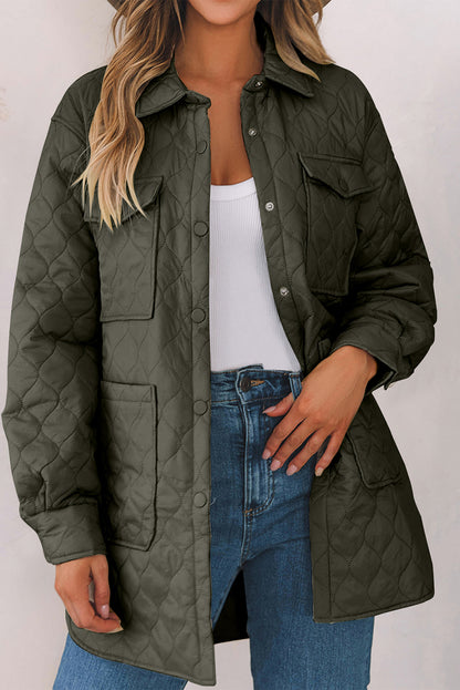 Snap Down Collared Winter Coat Trendsi