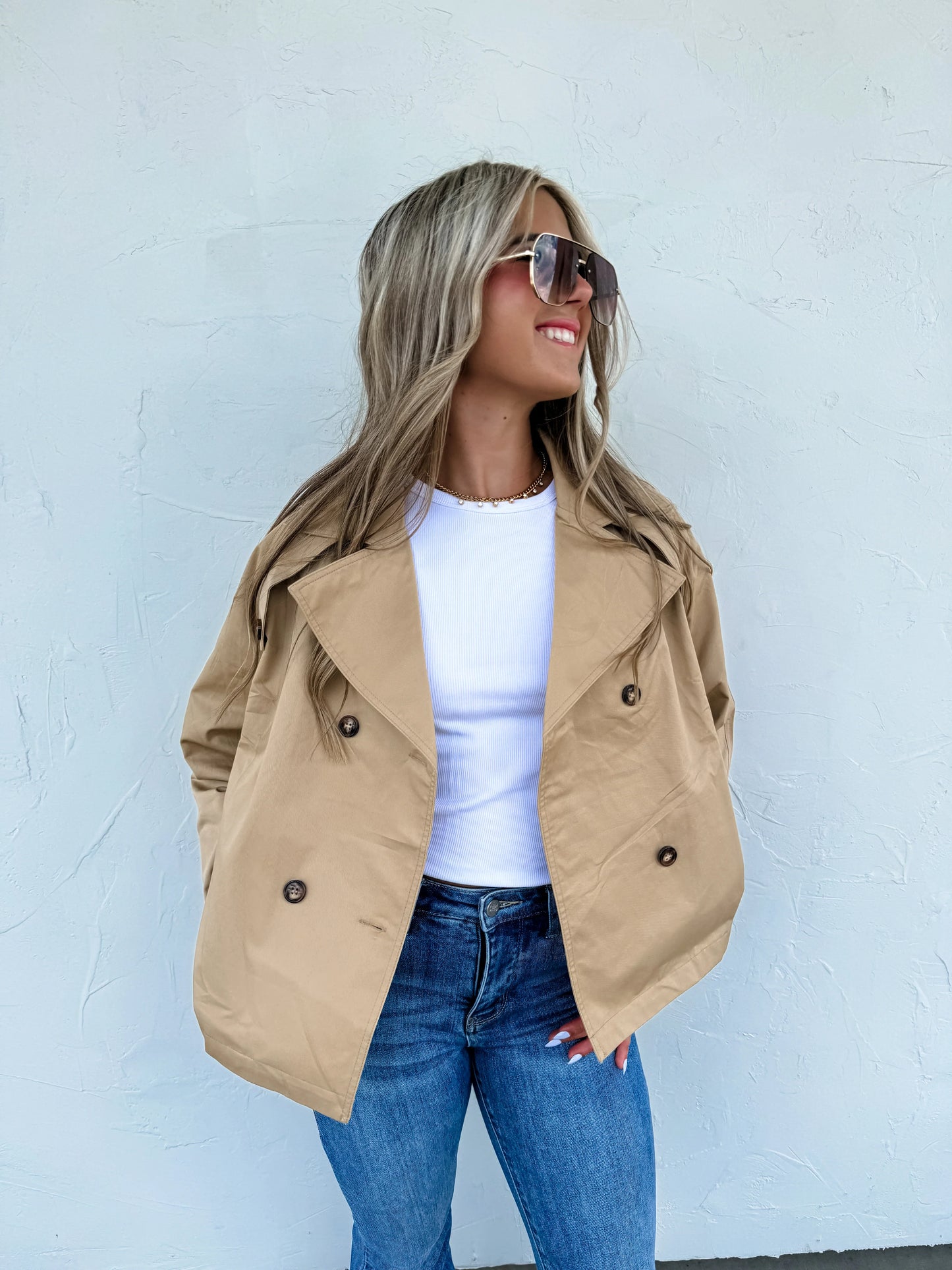 PREORDER: Rossi Crop Trench Coat in Four Colors Ave Shops