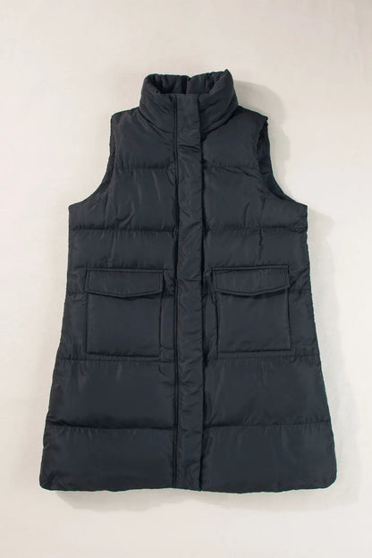 Pocketed Zip Up Vest Coat Trendsi