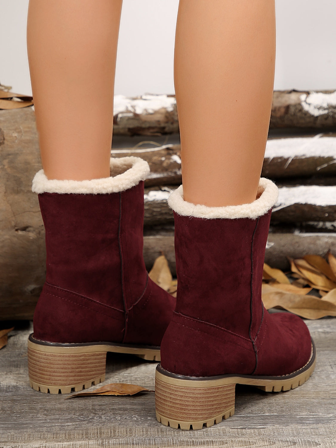 Thermal Fuzzy Block Heel Boots Trendsi