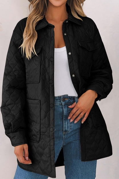 Snap Down Collared Winter Coat Trendsi