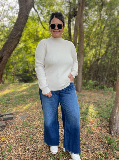 PREORDER: Cuddle Up Fleece Lined Sweater in Beige Ave Shops