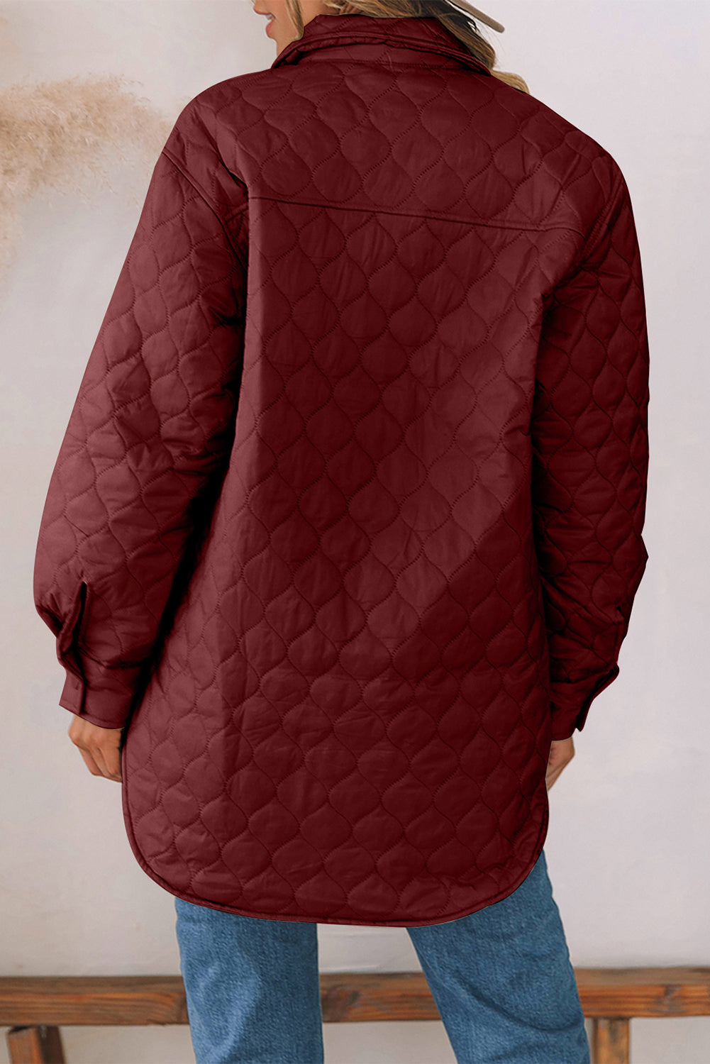 Snap Down Collared Winter Coat Trendsi