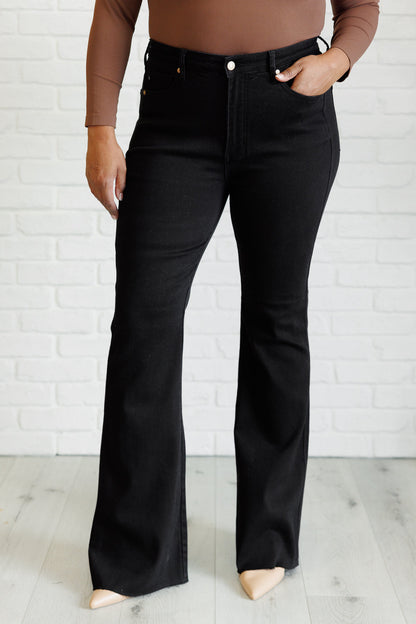 Etta High Rise Control Top Flare Jeans in Black Ave Shops