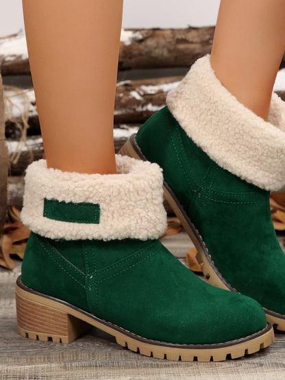 Thermal Fuzzy Block Heel Boots Trendsi