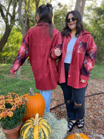 PREORDER: Corduroy Checkered Shacket Ave Shops