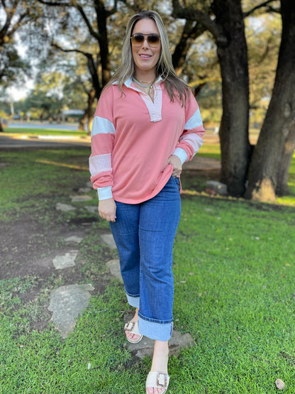 PREORDER: Stay Preppy Collared Sweatshirt in Five Colors Ave Shops