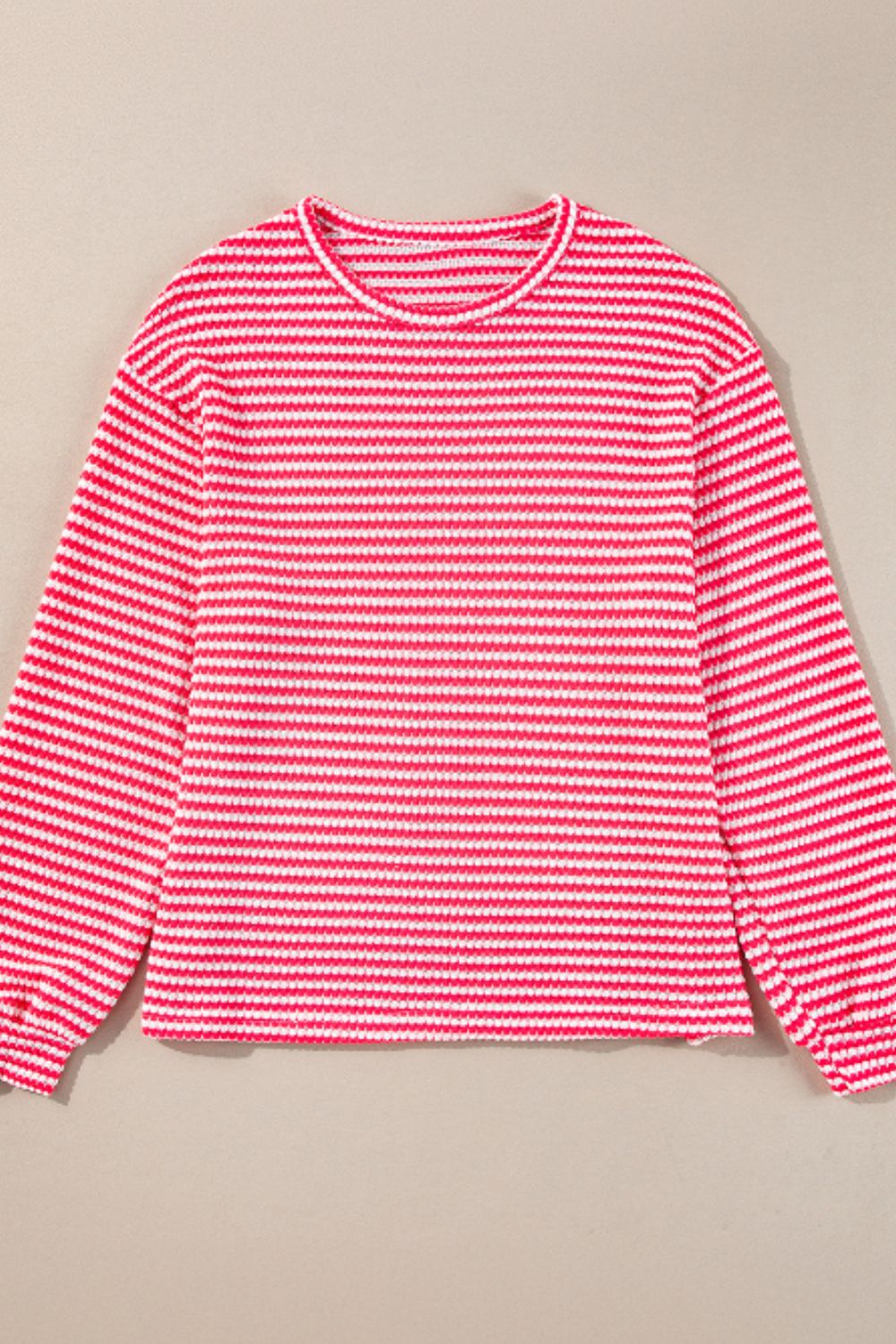 Striped Round Neck Long Sleeve Top Trendsi