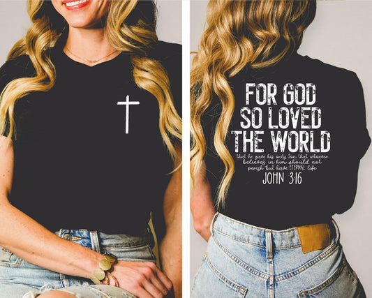 For God so loved the world - With Pocket Accent  Graphic Tee Gabreila Wholesale