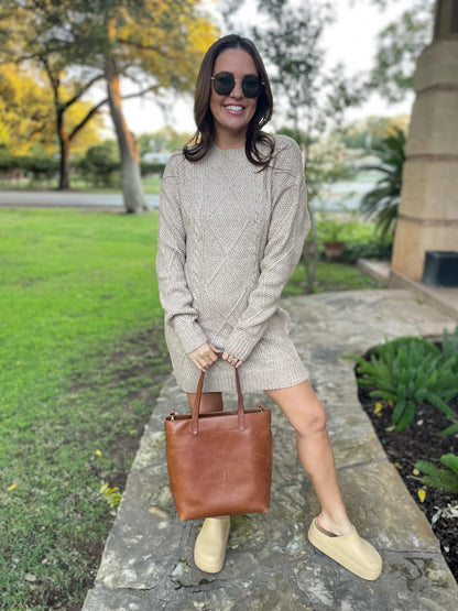 PREORDER: So Delightful Cable Knit Sweater Dress in Four Colors Ave Shops