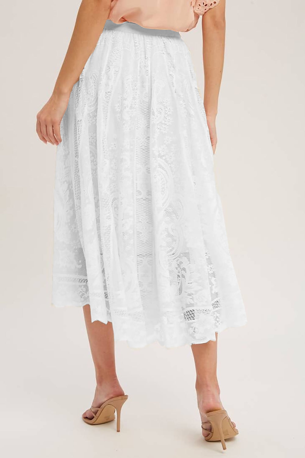 Lace High Waist Midi Skirt Trendsi