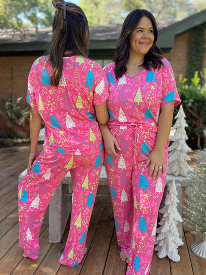 PREORDER: Pink Trees Pajama Set Ave Shops