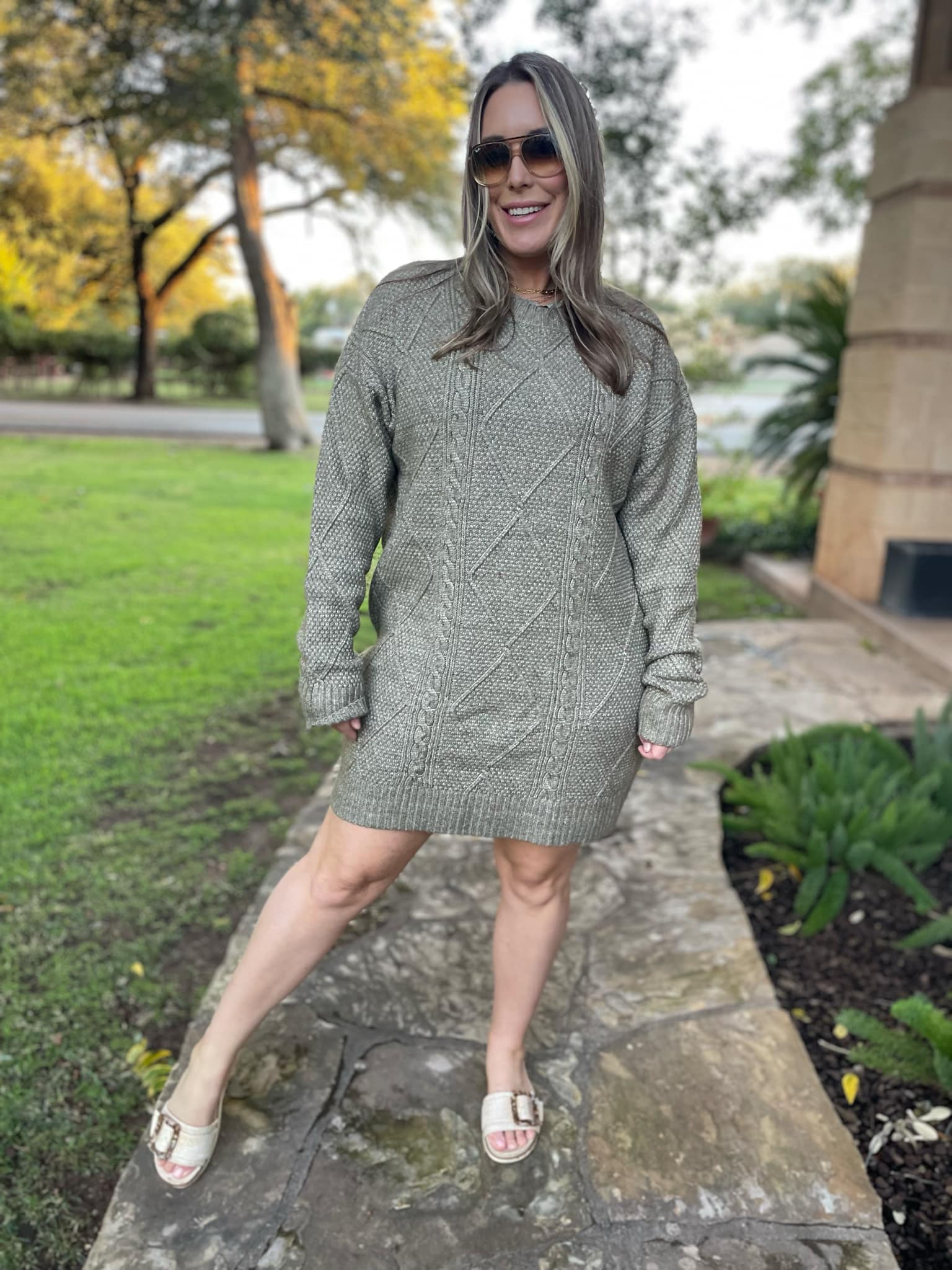 PREORDER: So Delightful Cable Knit Sweater Dress in Four Colors Ave Shops