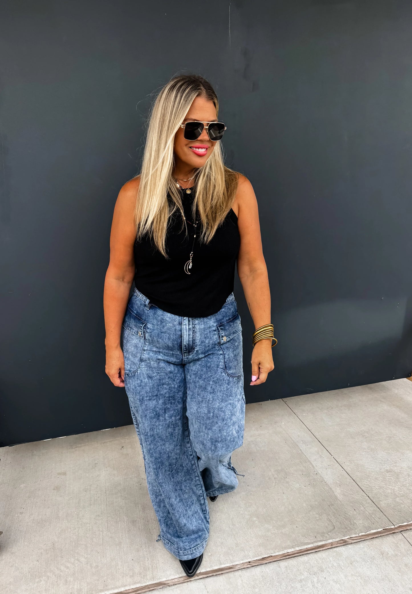 PREORDER: Charlie Cinch Hem Wide Leg Jeans Ave Shops