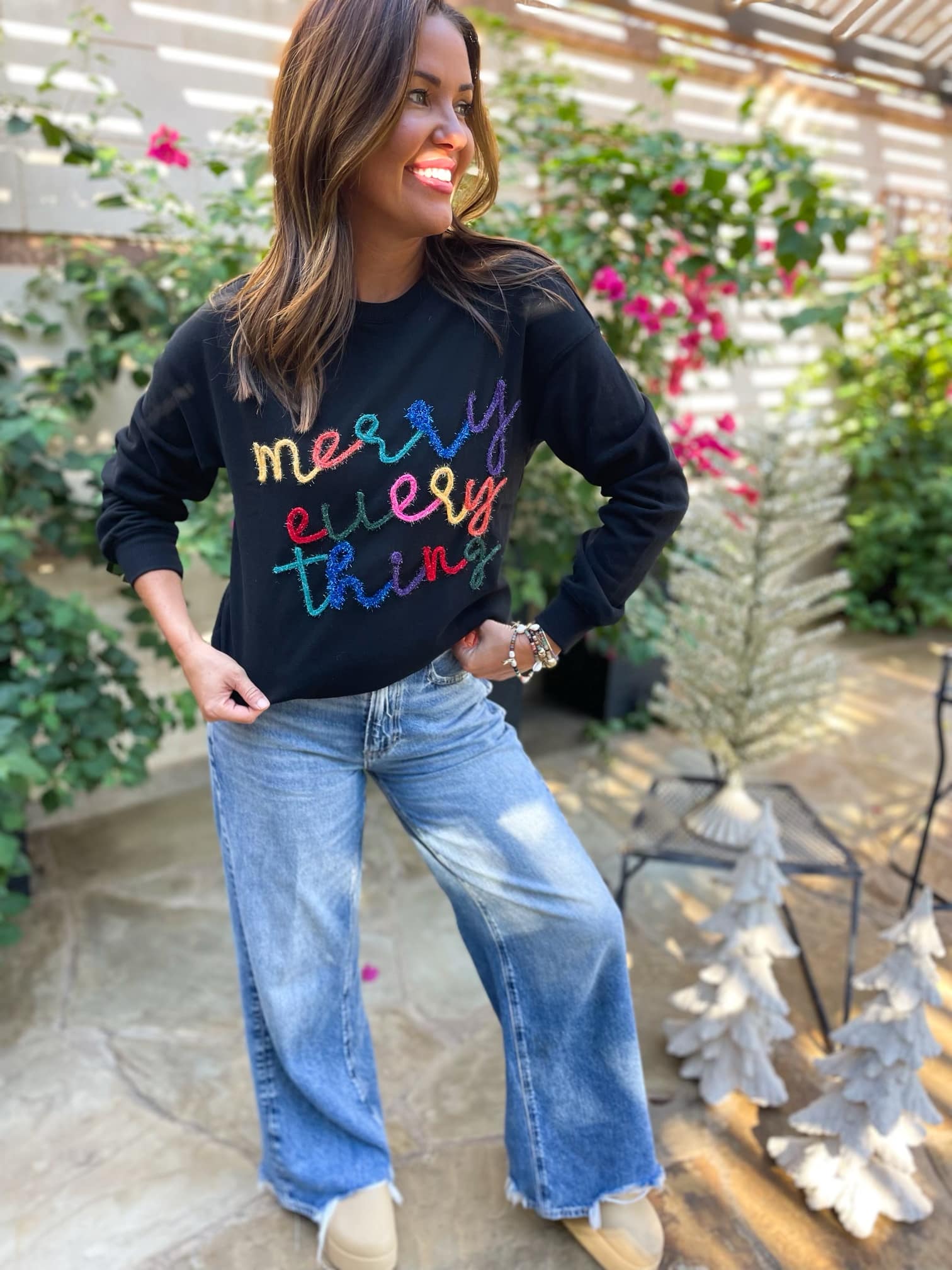 PREORDER: Merry Everything Tinsel Sweatshirt in Two Colors Ave Shops