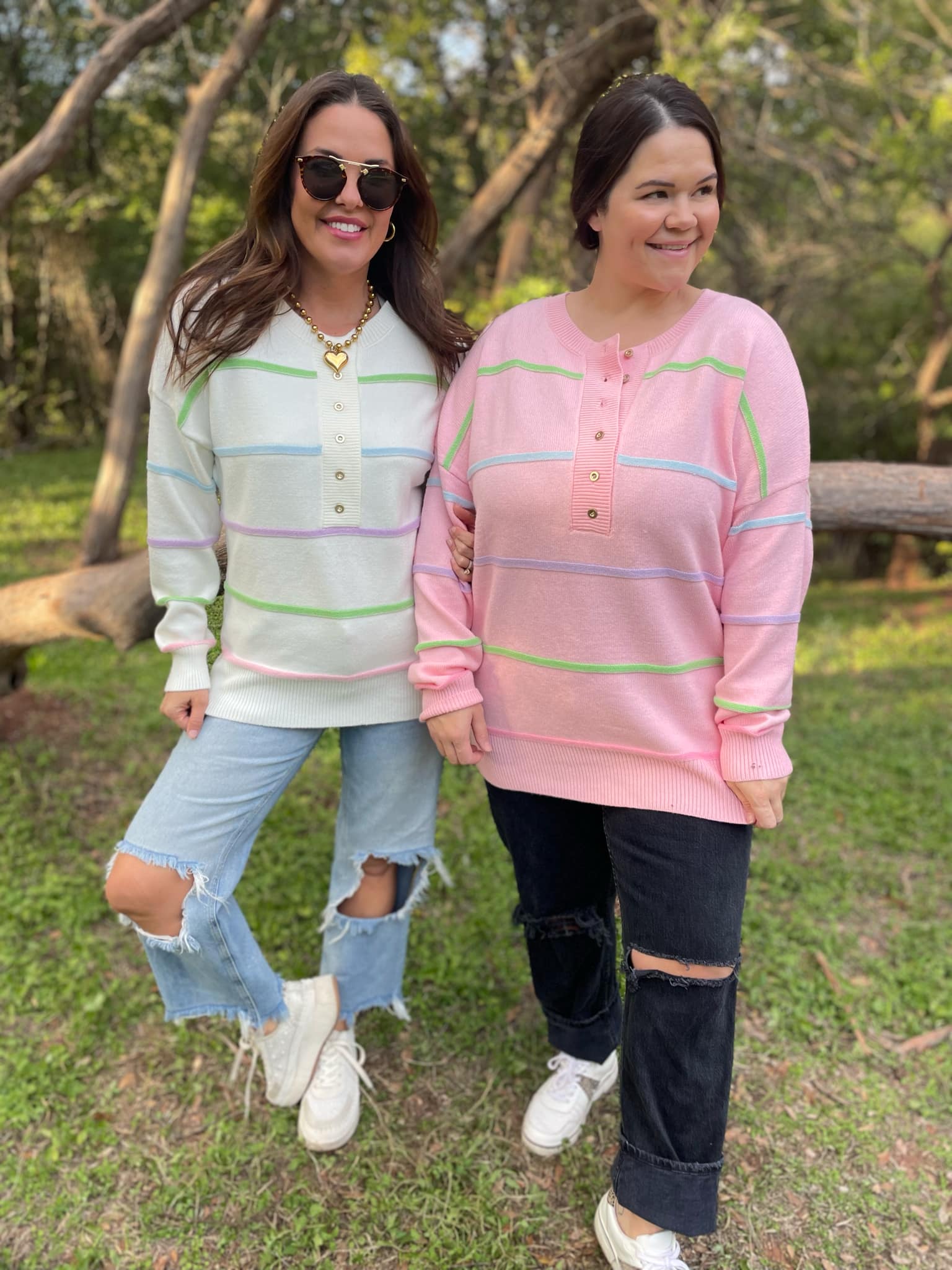 PREORDER: Just Too Good Rainbow Striped Sweater in Two Colors Ave Shops