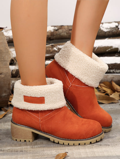 Thermal Fuzzy Block Heel Boots Trendsi