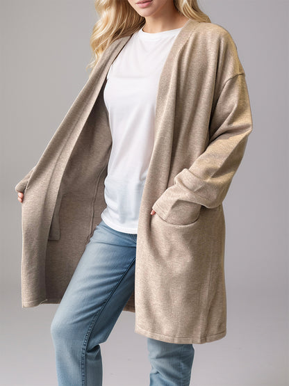 Open Front Long Sleeve Cardigan with Pockets Trendsi