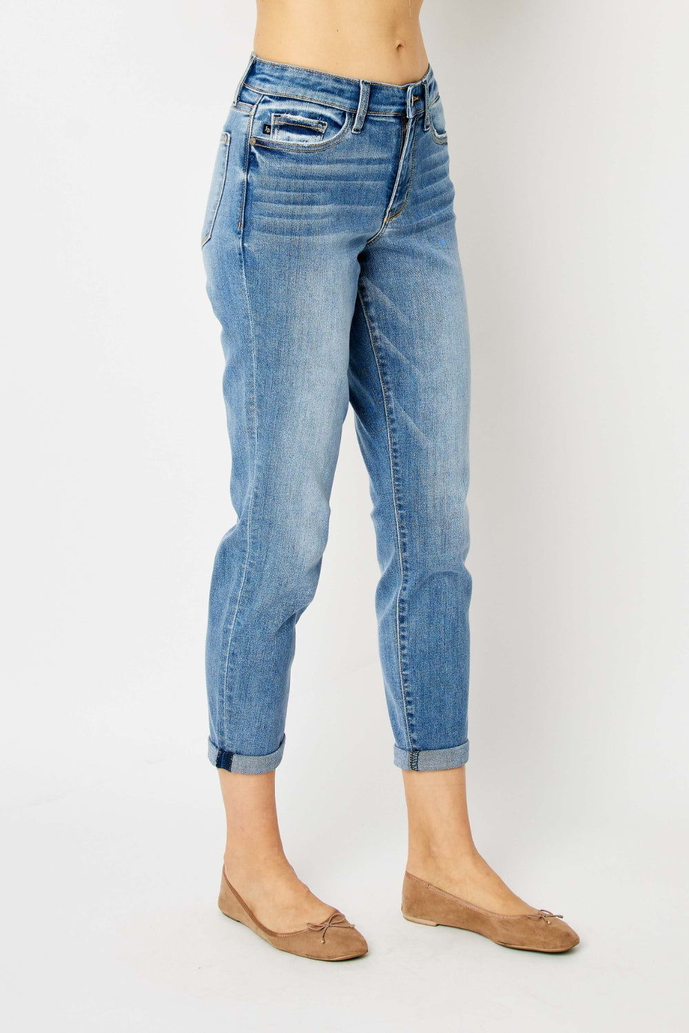 Judy Blue Full Size Cuffed Hem Slim Jeans Trendsi