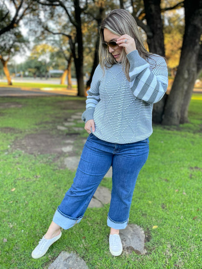 PREORDER: Aspen Striped Sleeve Sweater in Four Colors Ave Shops
