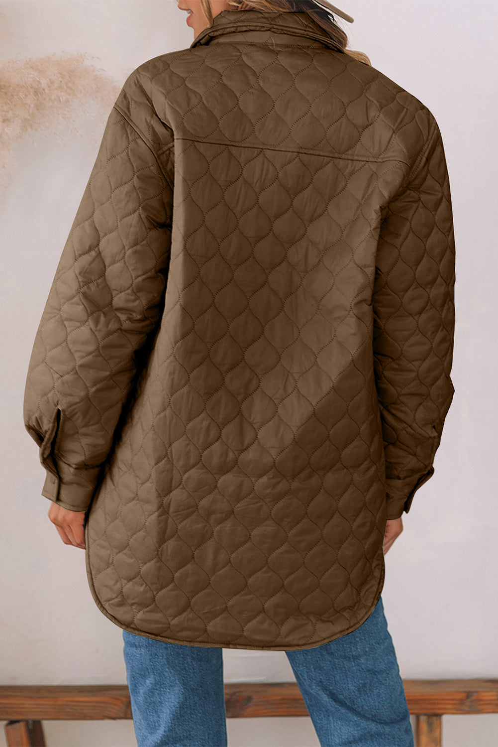 Snap Down Collared Winter Coat Trendsi